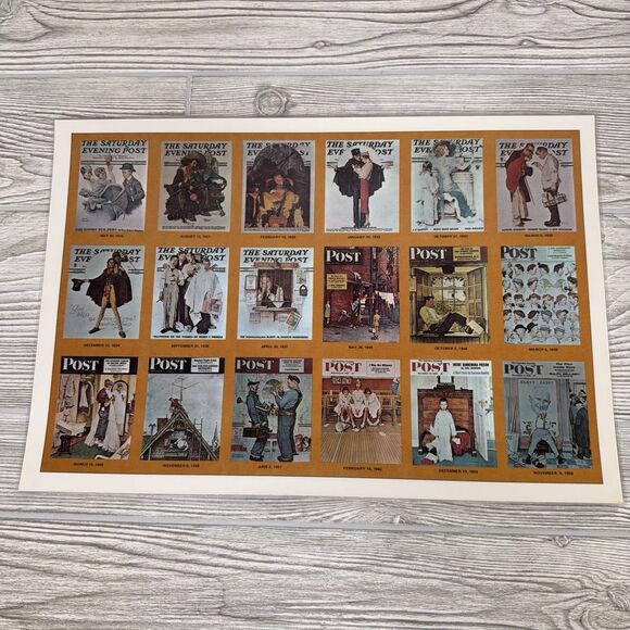 Norman Rockwell Saturday Evening Post Laminated Placemats Set Of 4 Vintage 1973 - Picture 7 of 16